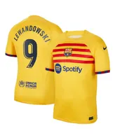 Big Boys and Girls Nike Robert Lewandowski Yellow Barcelona 2022/23 Fourth Breathe Stadium Replica Player Jersey