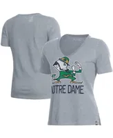 Women's Under Armour Heathered Gray Notre Dame Fighting Irish Logo Performance V-Neck T-shirt