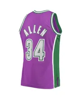 Men's Mitchell & Ness Ray Allen Purple Milwaukee Bucks Hardwood Classics Swingman Jersey