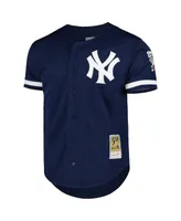 Men's Mitchell & Ness Mariano Rivera Navy New York Yankees Cooperstown Collection Mesh Batting Practice Button-Up Jersey