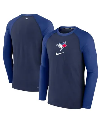 Men's Nike Navy Toronto Blue Jays Authentic Collection Game Raglan Performance Long Sleeve T-shirt
