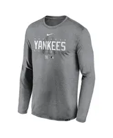 Men's Nike Heather Gray New York Yankees Authentic Collection Team Logo Legend Performance Long Sleeve T-shirt