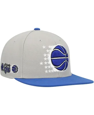 Men's Mitchell & Ness Gray, Blue Orlando Magic Hardwood Classics Essentials 2.0 Snapback Hat