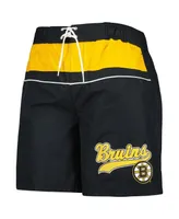 Men's Starter Black Boston Bruins Freestyle Volley Swim Shorts