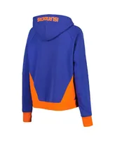 Women's Starter Royal New York Islanders Wishbone Half-Zip Hoodie