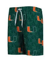 Big Boys and Girls Wes & Willy Green Miami Hurricanes Palm Tree Swim Shorts