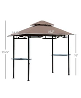 Outsunny 8' x 5' Hardtop Grill Gazebo with Double Roof Bbq Gazebo,