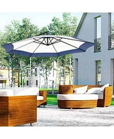 Outsunny 10FT Cantilever Umbrella, Offset Patio Umbrella with Crank and Cross Base for Deck, Backyard, Pool and Garden, Hanging Umbrellas