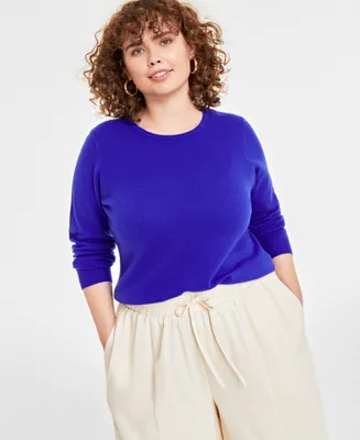 Charter Club Plus Size 100% Cashmere Crewneck Sweater, Created for Macy's