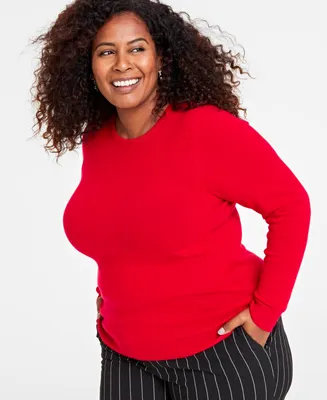 Charter Club Plus Size 100% Cashmere Crewneck Sweater, Created for Macy's