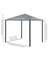 Outsunny Patio Gazebo 10' x 10' Outdoor Soft Top Canopy Tent with Zippered Mesh Sidewalls, Privacy Curtains, Netting Black