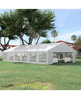 Outsunny 39 x 23ft Party Tent & Carport, Large Outdoor Canopy Tent with Removable Sidewalls and Windows, White Tents for Parties, Wedding and Events