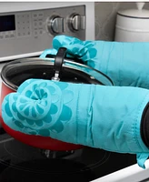 T-Fal Medallion Print Silicone and Cotton Twill Oven Mitt, Set of 2