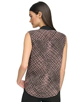 Tommy Hilfiger Women's Contrast Tie-Neck Sleeveless Top