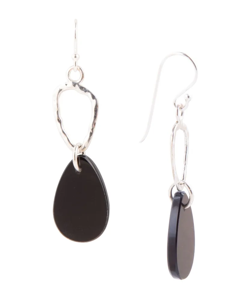 Barse Rose Sterling Silver and Genuine Onyx Drop Earrings | Westland Mall