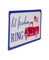 12" Metal Patriotic "Let Freedom Ring" Sign with A Flag Wall Decor