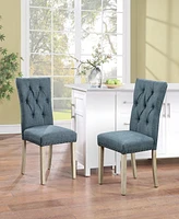 Preston Dining Chair 2-Pack with Antique-like Bronze Nailheads and Brushed Legs Fabric