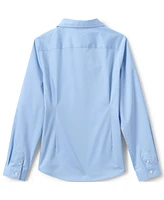 Lands' End Big Girls School Uniform No Gape Long Sleeve Stretch Shirt