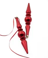 Holiday Lane Royal Holiday Plastic Ribbed Finial Ornaments, Set of 5, Exclusively at Macy's