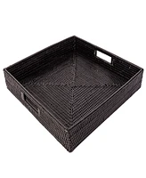 Artifacts Trading Company Rattan Square Serving Tray with Cutout Handles