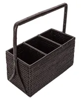 Artifacts Trading Company Rattan 3 Section Caddy/Cutlery Holder with Handle