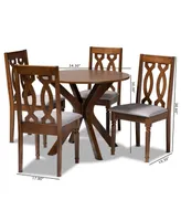 Callie Modern and Contemporary Fabric Upholstered 5 Piece Dining Set