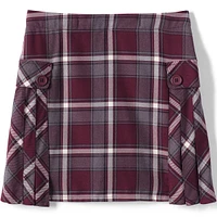 Lands' End Big Girls School Uniform Slim Side Pleat Plaid Skort Above the Knee