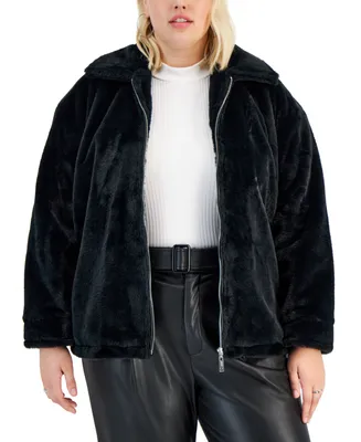 Jou Juniors' Trendy Plus Faux-Fur Coat, Created for Macy's