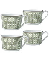 Noritake Infinity Green Platinum 4 Piece Cup Set, Service for 4