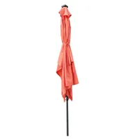 10 X 6.5FT Rectangular Patio Solar Led Lighted Outdoor Umbrellas With Crank And Push Button