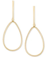 Open Pear Textured Drop Earrings in 10k Gold