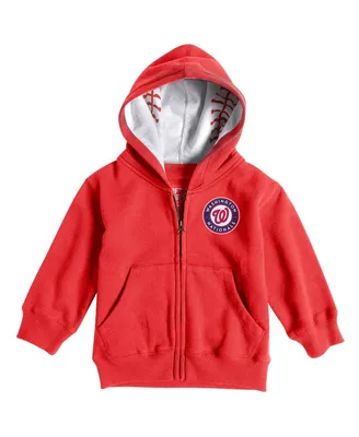 Toddler Boys and Girls Soft As A Grape Red Washington Nationals Baseball Print Full-Zip Hoodie