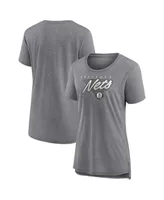 Women's Fanatics Heathered Gray Brooklyn Nets True Classics Tri-Blend T-shirt