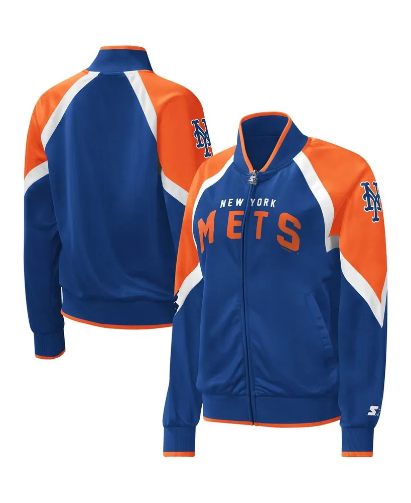 Women's Starter Royal New York Mets Touchdown Raglan Full-Zip Track Jacket