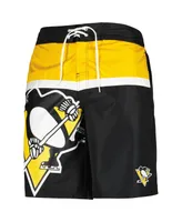 Men's Starter Black Pittsburgh Penguins Sea Wind Swim Trunks