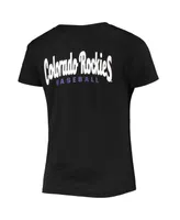 Women's New Era Black Colorado Rockies 2-Hit Front Twist Burnout T-shirt
