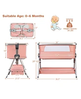 Baby Bed Side Crib Portable Adjustable Infant Travel Sleeper Bassinet