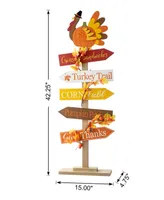 Glitzhome 42.75" H Thanksgiving Wooden Turkey Word Sign Porch Decor