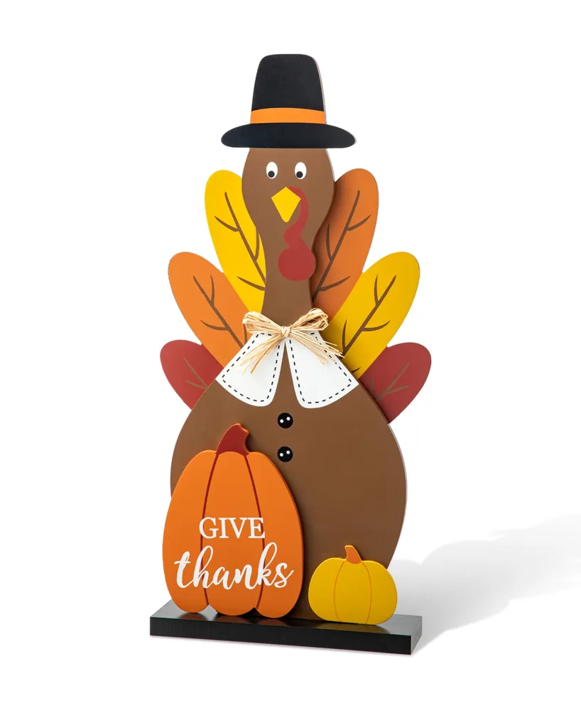 Glitzhome 31" H Thanksgiving Wooden Turkey Porch Decor