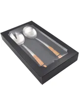 Artifacts Trading Company Rattan Stainless Steel 2 Piece Serving Set with Gift Box