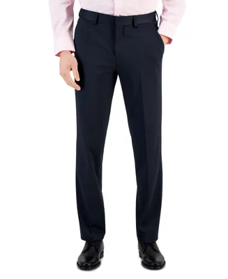 Hugo by Boss Men's Modern-Fit Stretch Navy Mini-Check Suit Pants