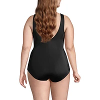 Lands' End Plus Mastectomy Tugless One Piece Swimsuit Soft Cup