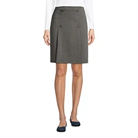 Lands' End Women's School Uniform Ponte Button Front Skort Above the Knee