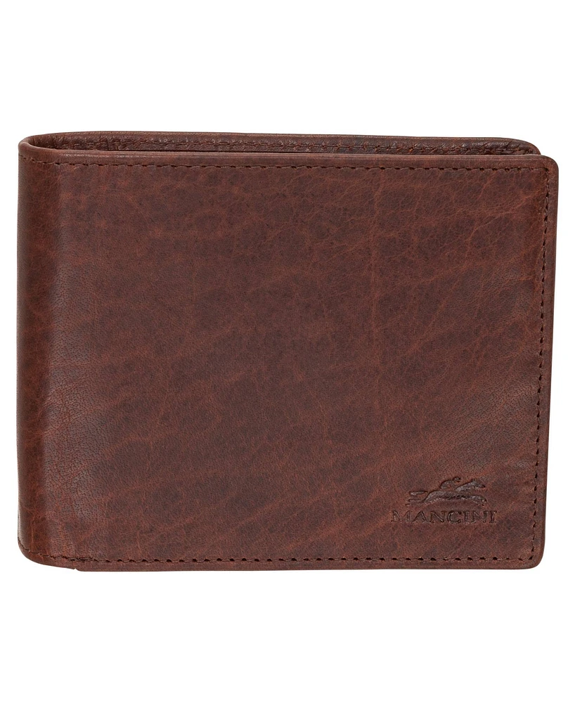 Mancini Men's Buffalo Rfid Secure Left Wing Billfold Wallet