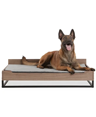 TailZzz Milo Wooden Pet Bed with Mattress | Large to Extra Large Pet Bed with Mattress | Elevated Pet Bed | Water-resistant Pet Mattress | Greenguard