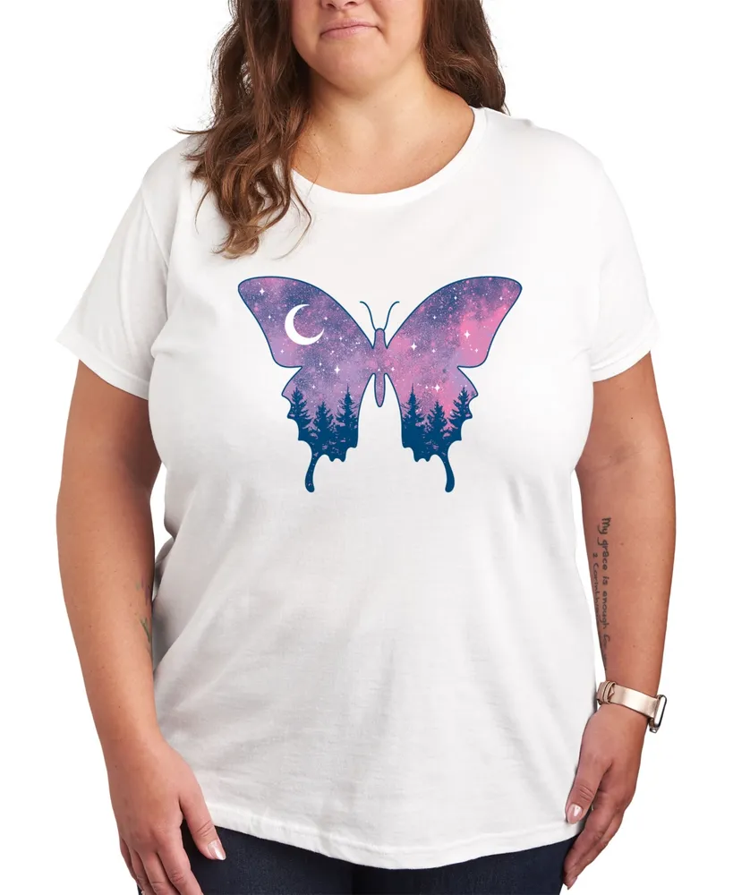 Hybrid Apparel Trendy Plus Cosmic Butterfly Graphic T-shirt