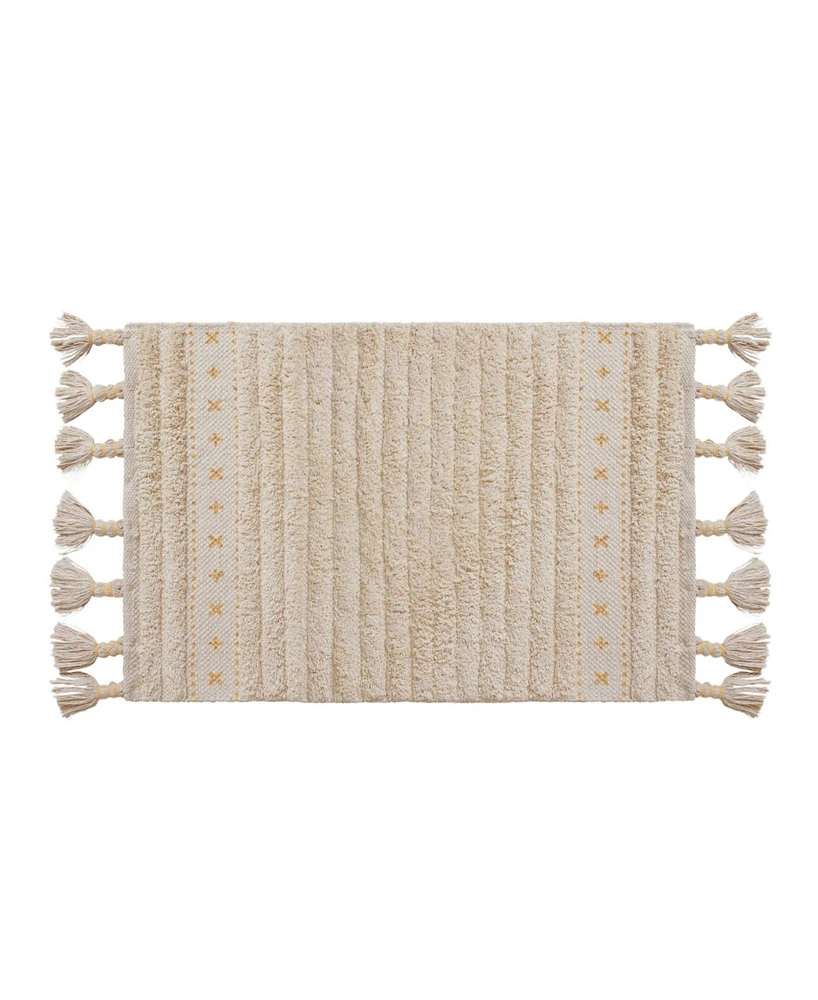 Lucky Brand Overtufted Cotton Fringe Bath Rug, 17" x 32"