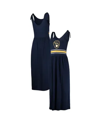 Women's G-iii 4Her by Carl Banks Navy Milwaukee Brewers Game Over Maxi Dress