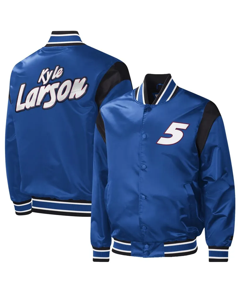 Men's Starter Royal Kyle Larson Force Play Full-Snap Varsity Jacket