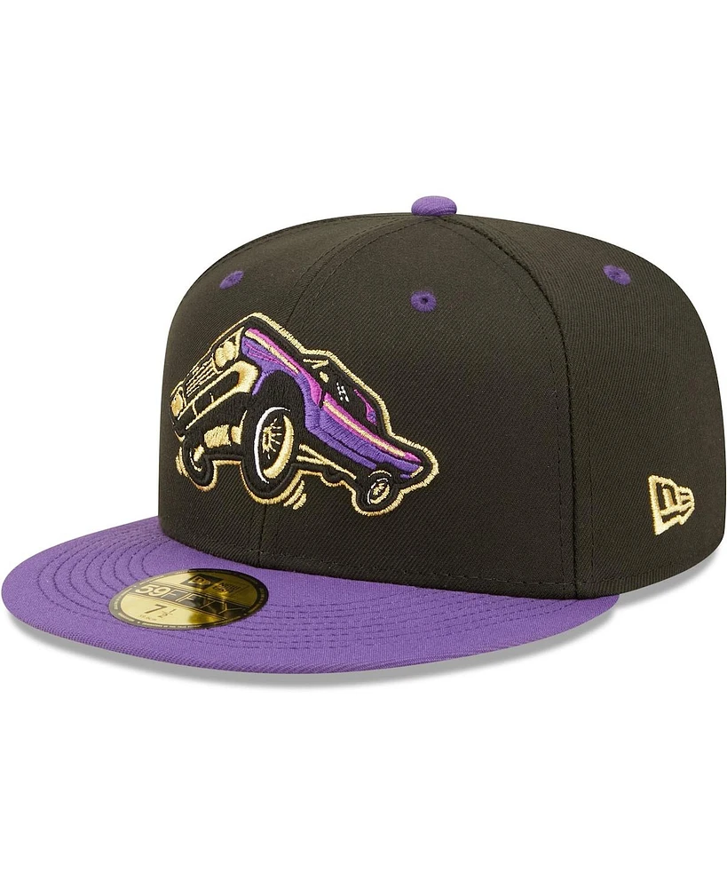 Men's New Era Black, Purple Lowriders De Fresno Copa La Diversion 59FIFTY Fitted Hat